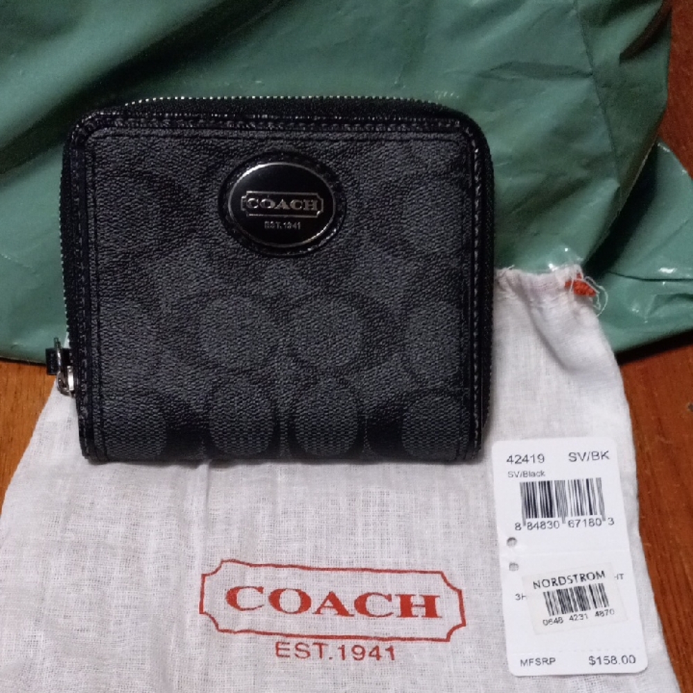 Coach Black Signature Coin Pouch